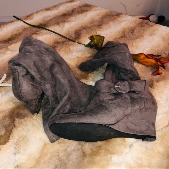 Aldof gray wedge heel boots - Picture 6 of 7